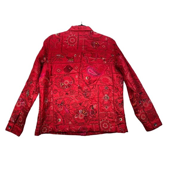 Laura Ashley Womens Embroidered Quilted Jacket L Red Stain Designed - Picture 10 of 14